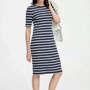 Banana Republic Nautical Stripe Navy & White Cotton Blend Dress